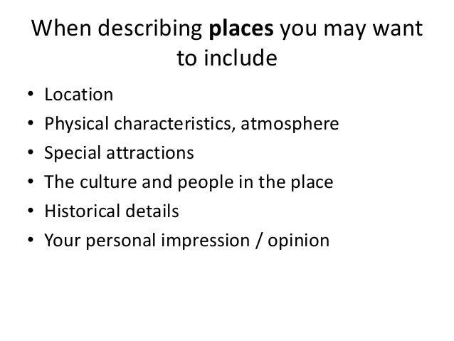 descriptive writing describing a place