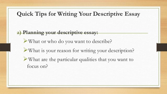Descriptive essay tips