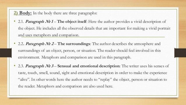 Write descriptive essay structure