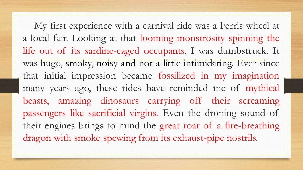 Descriptive Essay structure and organization.