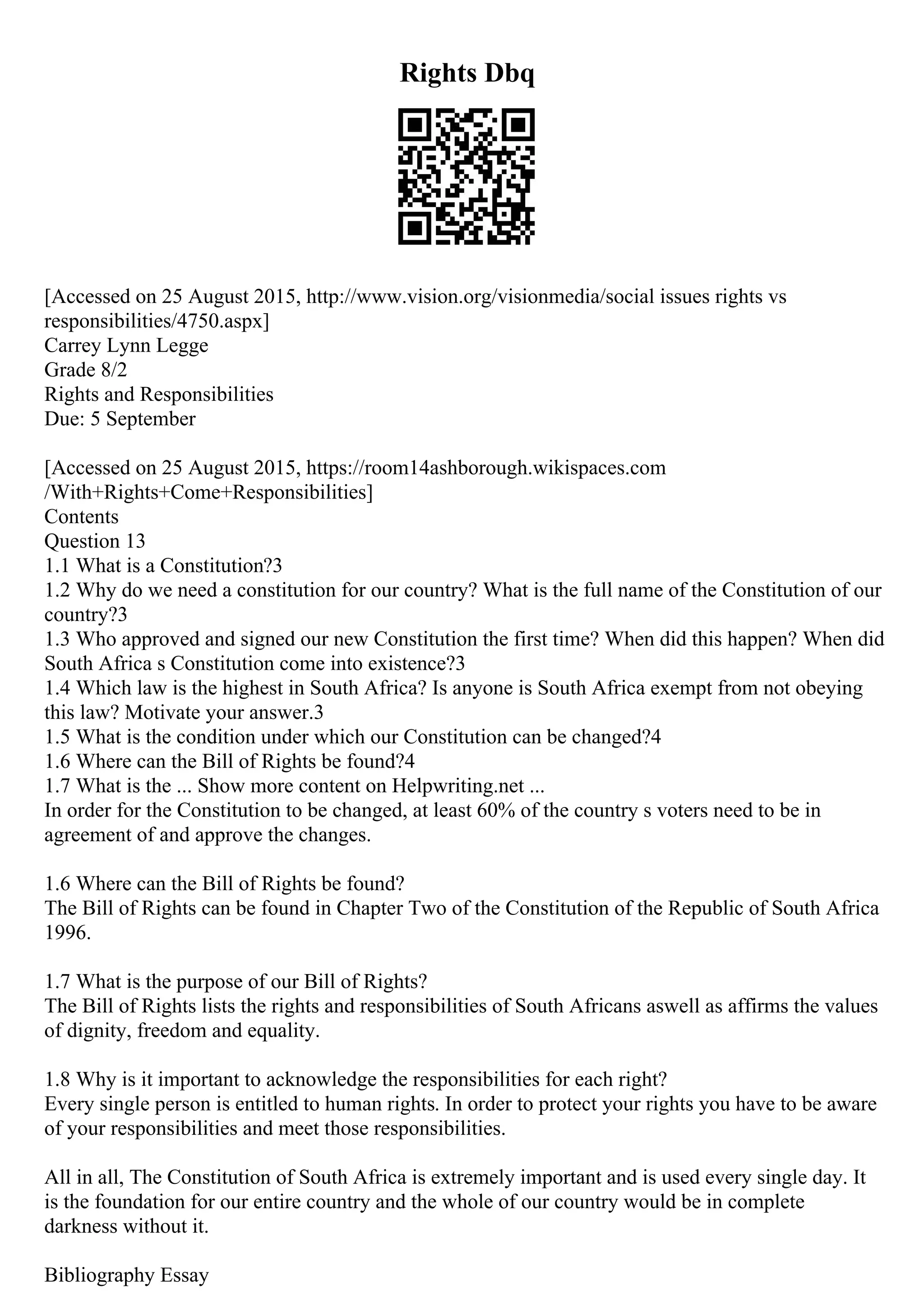 Descriptive Essay Revision Checklist | PDF