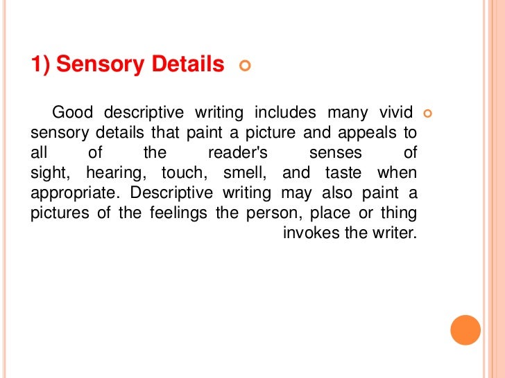 sensory detail examples writing a letter