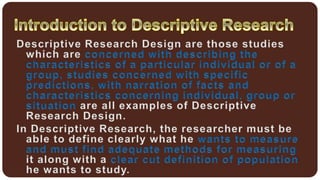 Descriptive Research Design - Techniques and Types | PPTX