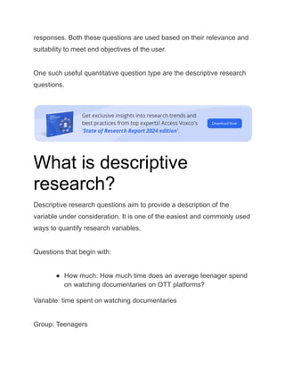 DEscriptive research questions for students writing papers | PDF