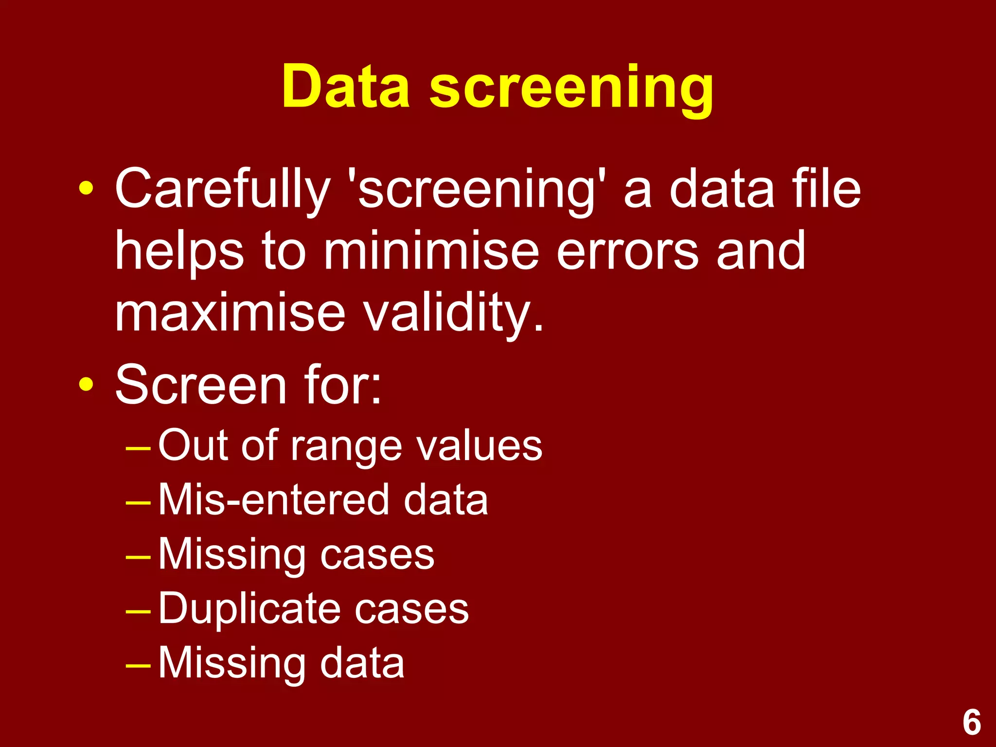 6
Check & screen the data –
keep signal, reduce noise
Image source: https://commons.wikimedia.org/wiki/File:Nasir-al_molk_-1.jpg
 