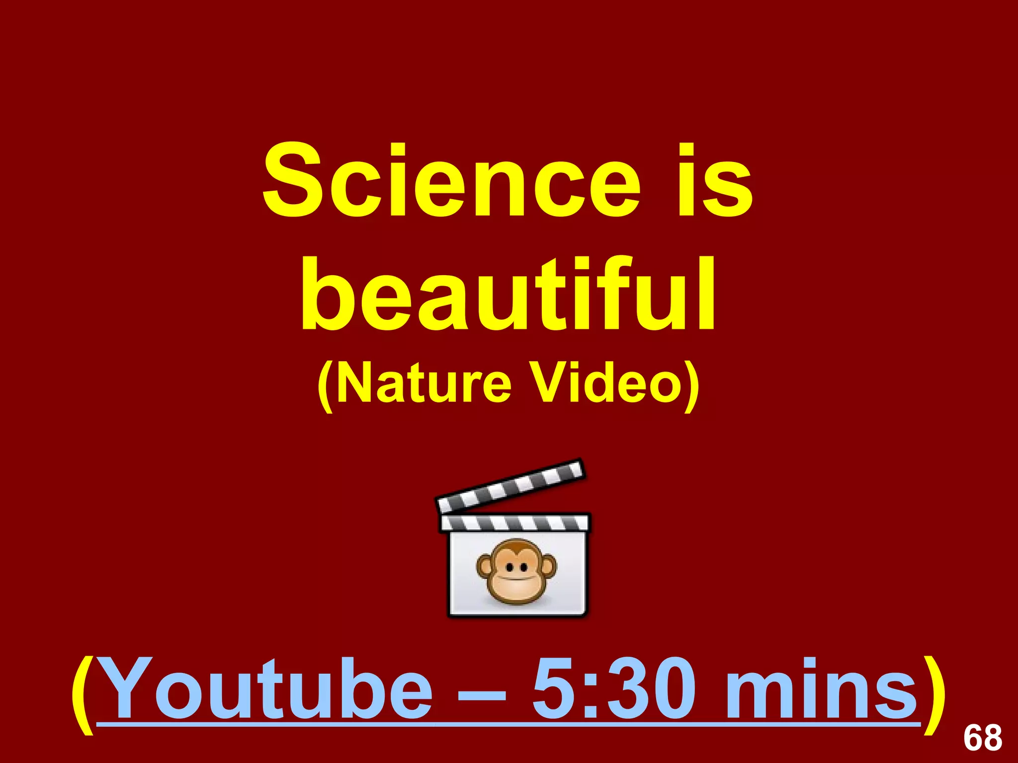 68
Principles of graphing
• Clear purpose
• Maximise clarity
• Minimise clutter
• Allow visual comparison
 