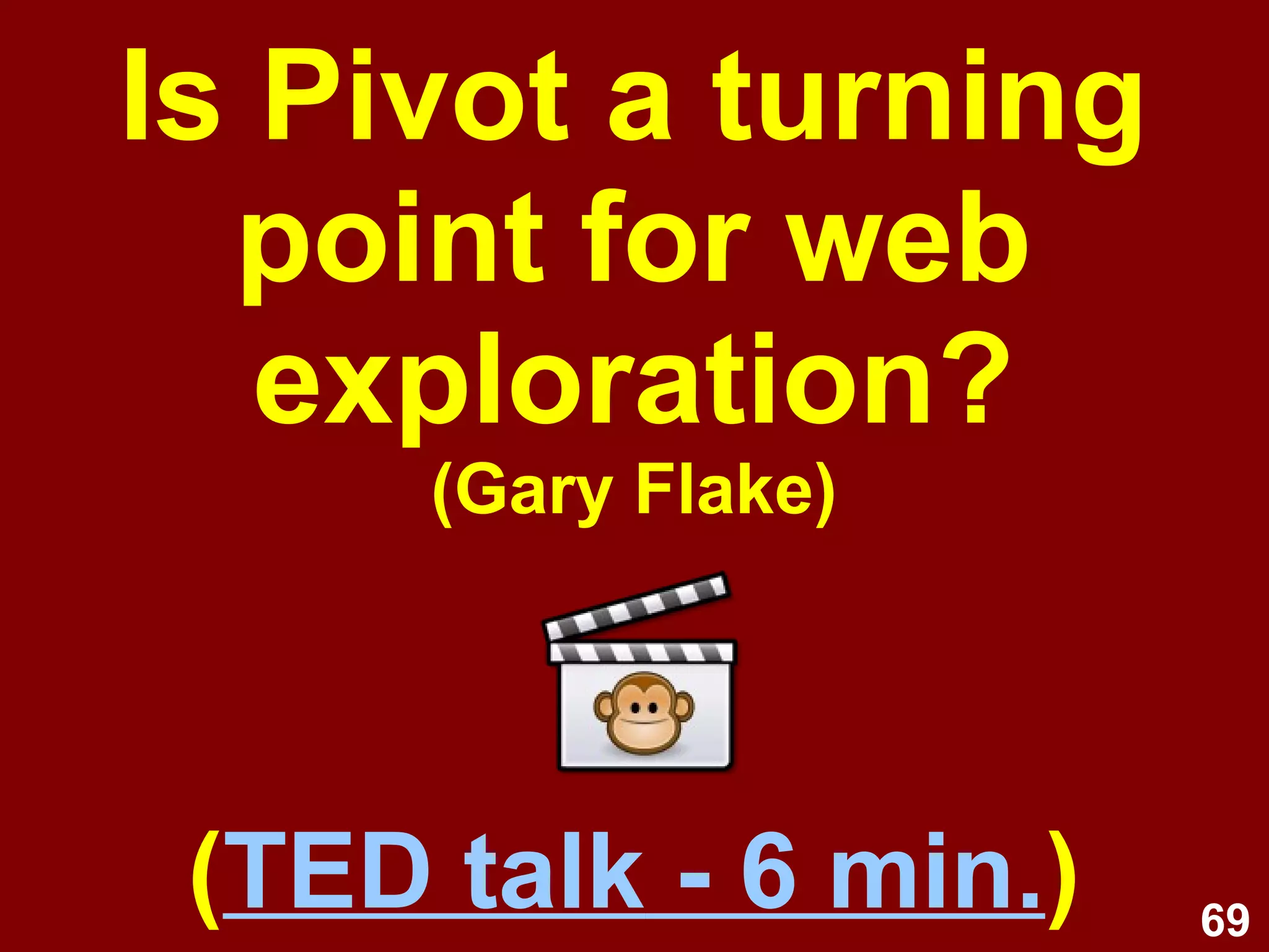 69
Graphs
(Edward Tufte)
• Visualise data
• Reveal data
– Describe
– Explore
– Tabulate
– Decorate
• Communicate complex ideas
with clarity, precision, and
efficiency
 