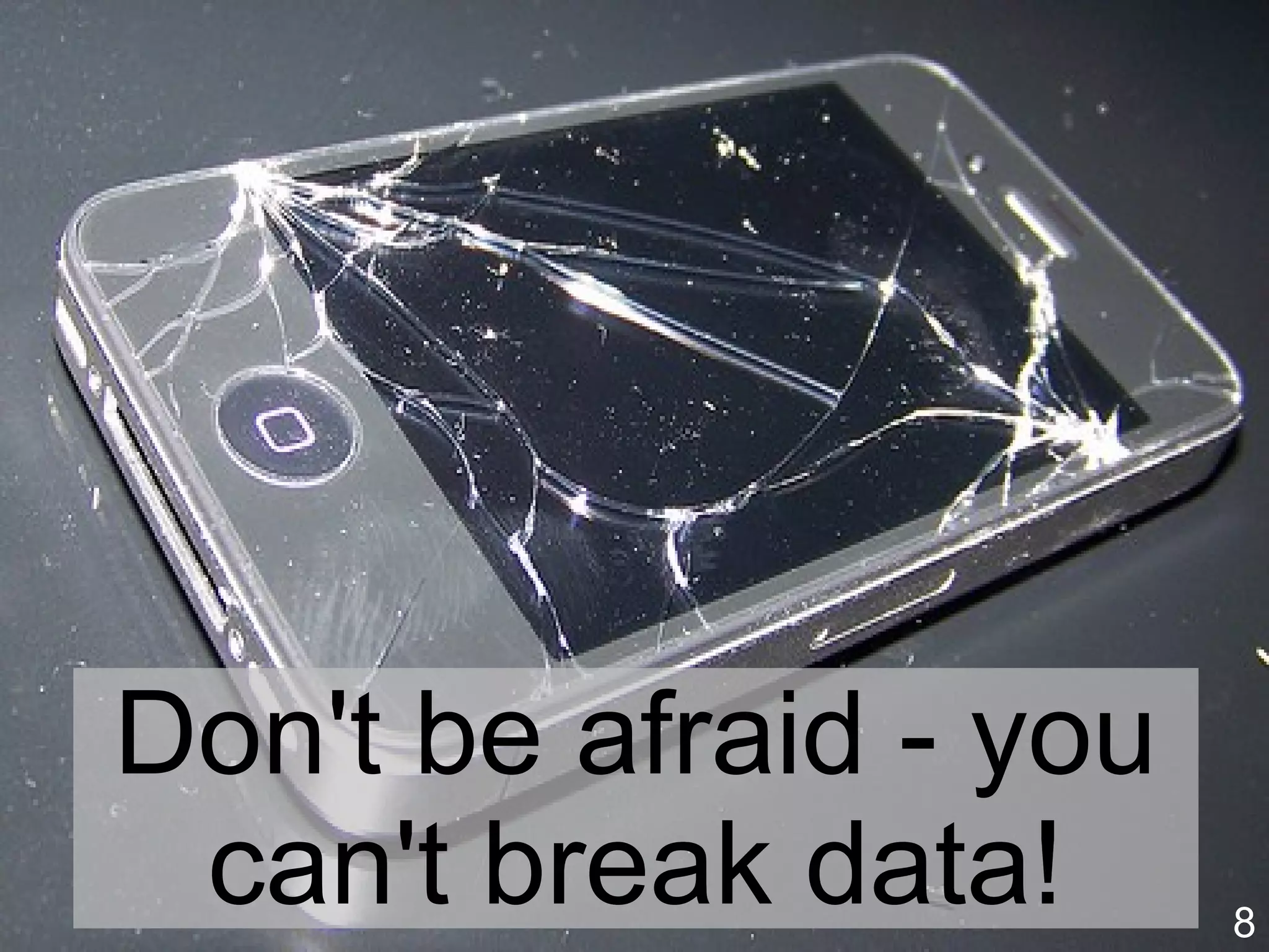 8
Data screening: Carefully
'screening' a data file helps to
remove errors and maximise validity.
For example, screen for:
Out of range values
Mis-entered data
Missing cases
Duplicate cases
Missing data
Image source: https://commons.wikimedia.org/wiki/File:Archaeology_dirt_screening.jpg
 