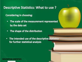 DESCRIPTIVE STATISTICS
 