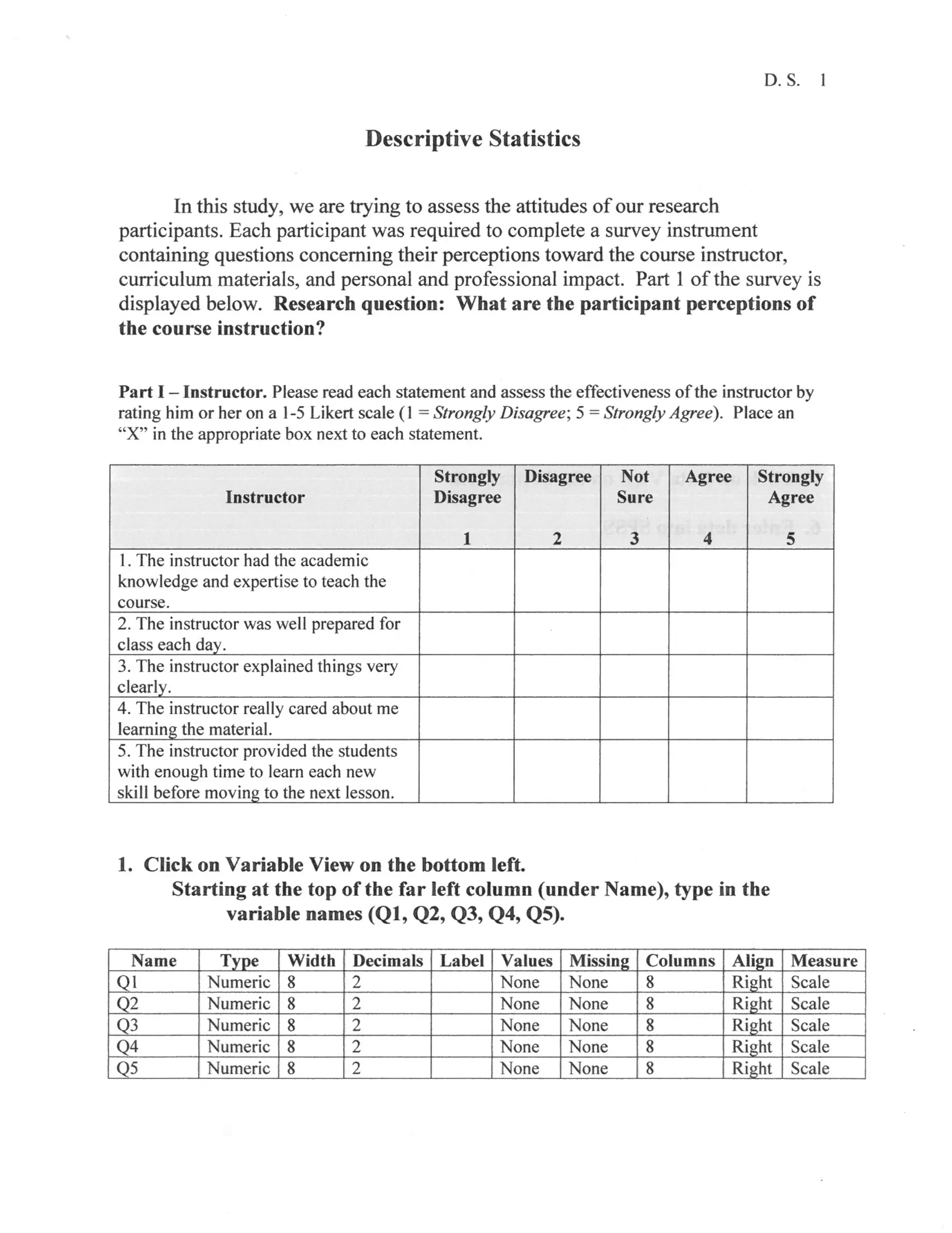 Descriptive statistics and SPSS