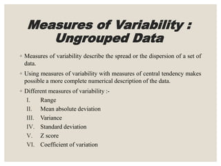Measures of Central Tendency, Variability and Shapes | PPTX