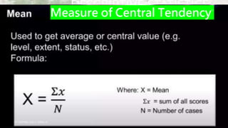 DESCRIPTIVE STATISTICS
Measure of Central Tendency
BY: ROMMEL LUIS C. ISRAEL III
11
 