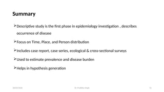 descriptive epidemiology and study designs | PPTX