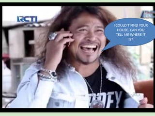 I COULD’T FIND YOUR
HOUSE. CAN YOU
TELL ME WHERE IT
IS?
 