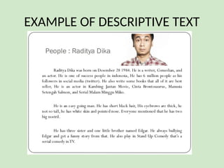 EXAMPLE OF DESCRIPTIVE TEXT
 