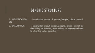 Descriptive Text about people, place, animals, etc | PPTX