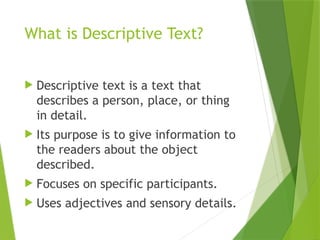 Comprehensive Guide to Writing and Presenting Descriptive Texts in ...