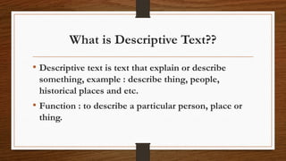 Comprehensive Guide to Writing Descriptive Texts in English | PPTX