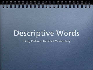 Descriptive Words
  Using Pictures to Learn Vocabulary
 