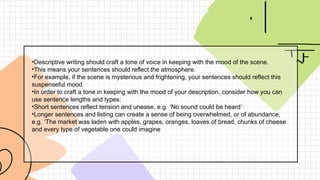 Examples For Description Descriptive Writing.pptx description in english sensory details | PPTX