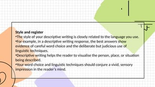 Examples For Description Descriptive Writing.pptx description in english sensory details | PPTX