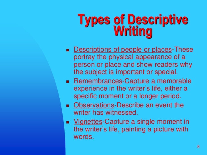 Descriptive essays about a place