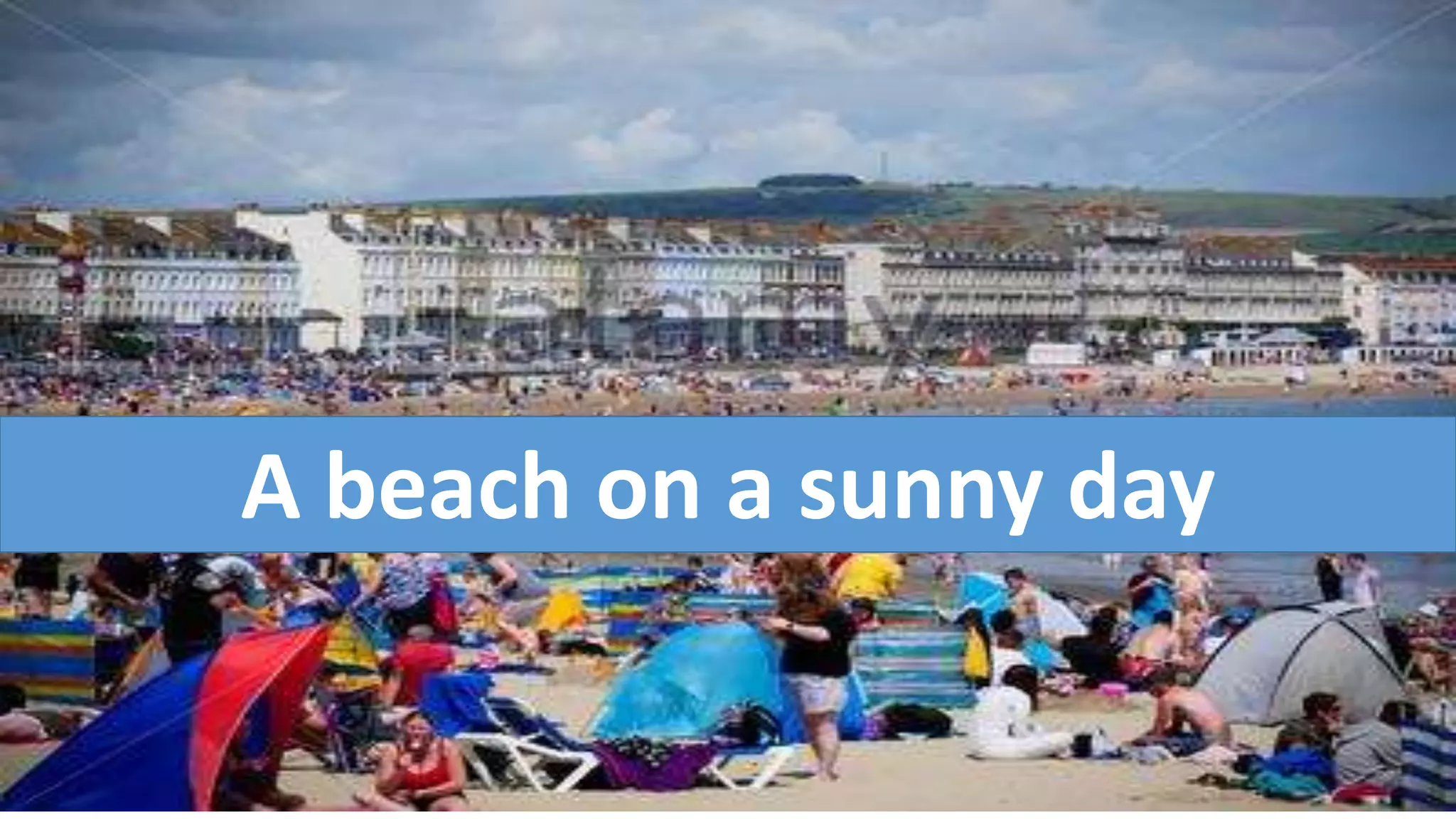 A beach on a sunny day
 