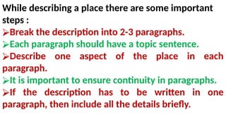 Descriptive Writing Class 9 For NCERT English Grammar | PPTX