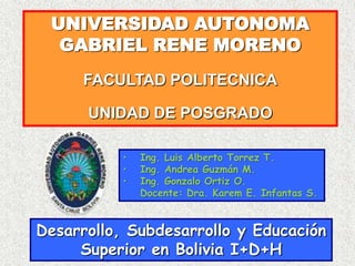 UNIVERSIDAD AUTONOMA GABRIEL RENE MORENO FACULTAD POLITECNICA UNIDAD DE POSGRADO ,[object Object]