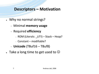 Symbian OS - Descriptors | PPTX