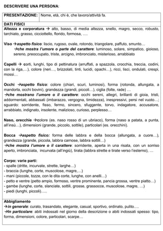Descrivere una persona