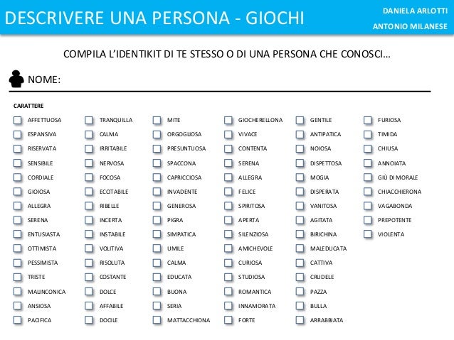 Descrivere una persona
