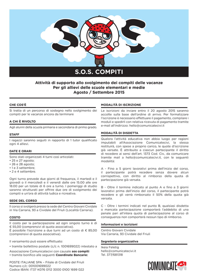 Descrizione e scheda iscrizione - S.o.S. Compiti