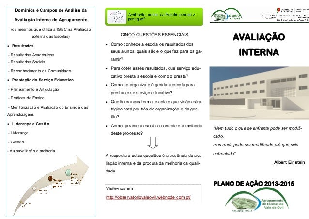 Domínios e Campos de Análise da
Avaliação Interna do Agrupamento
(os mesmos que utiliza a IGEC na Avaliação

 Resultados
...