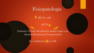 Fisiopatología
HCO3 y pH
pCO2
Estimula el Centro Respiratorio dando Lugar a un
Alcalosis Respiratoria Compensadora
En contribución con el pH
 