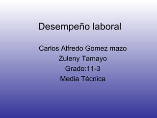 Desempeño laboral Carlos Alfredo Gomez mazo Zuleny Tamayo Grado:11-3 Media Técnica 