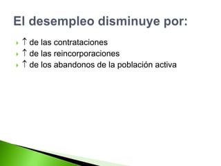   de las contrataciones
  de las reincorporaciones
  de los abandonos de la población activa
 