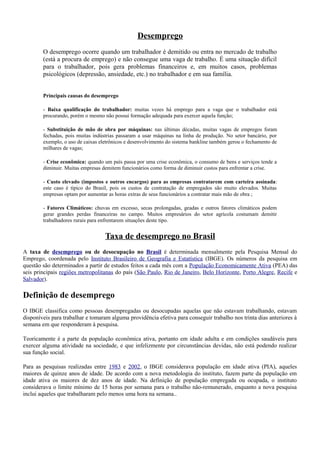 O Que é O Desemprego Pdf