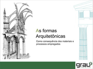 As formas
Arquitetônicas
Como consequência dos materiais e
processos empregados
 