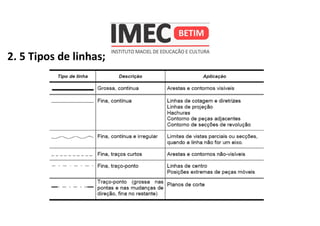 2. 5 Tipos de linhas;
 