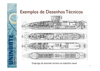 Exemplos de DesenhosTécnicos
Emprego do desenho técnico na indústria naval
22
 