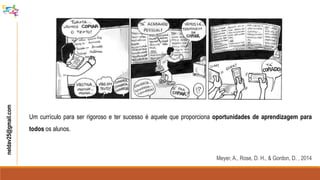 neldav25@gmail.com
Um currículo para ser rigoroso e ter sucesso é aquele que proporciona oportunidades de aprendizagem para
todos os alunos.
Meyer, A., Rose, D. H., & Gordon, D. , 2014
 