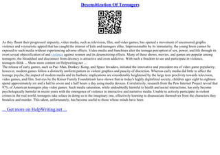 Desensitization Of Teenagers | PPT