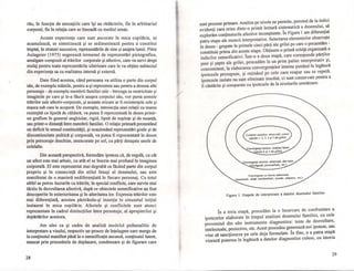 rău, în funcţie de senzaţiile care îşi au rădăcinile, fie în arbitrariul
corporal, fie în relaţia care se înnoadă cu mediul uman.
Aceste experienţe care sunt ancorate în mica copilărie, se
acumulează, se sintetizează şi se sedimentează pentru a constitui
treptat, în straturi succesive, reprezentările de sine şi asupra lumii. Piere
Aulagnier (1975) sugerează termenul de reprezentări pictografice,
amalgam compozit al trăirilor corporale şi afective, care va servi drept
mulaj pentru toate reprezentările ulterioare care le va obţine subiectul
din experienţa sa cu realitatea internă şi externă.
Date fiind acestea, când persoana va utiliza o parte din corpul
său, de exemplu mâinile, pentru a-şi reprezenta sau pentru a desena alte
personaje - de exemplu membrii familiei sale - Întreaga sa motricitate şi
imaginile pe care şi le-a făurit asupra corpului său, vor purta urmele
trăirilor sale afectiv-corporale, şi aceasta oricare ar fi rezistenţele sale şi
masca sub care le acoperă. De exemplu, introiecţia unei relaţii cu mama
resimţită ca lipsită de căldură, va putea fi reprezentată în desen printr-
un grafism În general unghiular, rigid, lipsit de supleţe şi de nuanţă,
sau printr-o distanţă între membrii familiei. O rela~e primară prezentând
un deficit în sensul continuită~i, şi ocazionând reprezentări goale şi de
discontinuitate psihică şi corporală, va putea fi reprezentată În desen
prin personaje deschise, neancorate pe sol, cu părţi detaşate unele de
celelalte.
Din această perspectivă, formulăm ipoteza că, de regulă, cu cât
un afect este mai arhaic, cu atât el se înscrie mai profund în imaginea
corporală. El este reprezentat mai degrabă ca făcând parte din corpul
propriu şi În consecinţă din stilul însuşi al desenului, sau este
manifestat de o manieră nediferenţiată în fiecare personaj. Cu totul
altfel se petrec lucrurile cu trăirile, în special conflicte, care survin mai
târziu în dezvoltarea afectivă, după ce obiectele semnificative au fost
descoperite în exterioritatea şi în alteritatea lor. Expresia trăirilor este
mai diferenţiată, acestea păstrându-şi inserţia În creuzetul iniţial
instaurat în mica copilărie. Afectele şi conflictele sunt atunci
reprezentate în cadrul distincţiilor între personaje, al apropierilor şi
depărtărilor acestora.
Am ales ca şi cadru de analiză modelul psihanalitic de
interpretare a visului, respectiv un proces de înţelegere care merge de
la conţinutul manifest până la o semnificaţie ascunsă, conţinutul latent,
mascat prin procedeele de deplasare, condensare şi de figurare care
28
/
sunt procese primare. Analiza pe nivele ne permite, pornind de la indici
evidenţi care reies dintr-o primă lectură sistematică a desenului, să
explorăm conţinuturile afective inconştiente. În Figura I am diferenţiat
patru etape ale muncii interpretative. Selectarea elementelor observate
în desen _grupate în primele cinci părţi ale grilei pe care o prezentăm -
constituie prima din aceste etape. Obţinem o primă schiţă organizată a
indicilor semnificativi. Într-o a doua etapă, care corespunde părţilor
şase şi şapte ale grilei, procedăm la un prim palier interpretativ şi,
concomitent, la elaborarea convergenţelor interne punând în legătură
ipotezele presupuse, şi reţinând pe cele care reapar sau se repetă.
Ipotezele izolate nu sunt eliminate imediat, ci sunt conservate pentru a
fi cântărite şi comparate cu ipotezele de la nivelurile următoare:
Figura 1: Etapele de interpretare a datelor desenului familiei
În a treia etapă, procedăm la o Încercare de confruntare a
ipotezelor elaborate în timpul analizei desenului familiei, cu cele
provenind din alte instrumente diagnostice: teste de dezvoltare,
intelectuale, proiective, etc. Acest procedeu generează noi ipoteze, sau
vine să sancţioneze pe cele deja formulate. În fine, o a patra etapă
vizează punerea în legăturti a datelor diagnostice culese, cu istoria
29
 