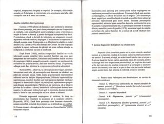 corpului, asupra unei alte părţi a corpului. De exemplu, dificultăţile
sexuale pot.fi deplasate şi exteriorizate prin accentuarea unei alte părţi
a corpului cum ar fi nasul sau cravata.
Analiza relaţii/or dintre personaje
Corman (1970) afirmă că distanţa pe care subiectul o interpune
între diverse personaje, mai precis între personajele care nu îl reprezintă
şi celelalte, este semnificativă pentru relaţia pe care o Întreţine cu
aceştia în lumea sa internă, şi pentru dorinţa sa inconştientă faţă de ei.
Proximitatea relevă o dorinţă de intimitate, un ataşament crescut;
depărtarea reflectă conflicte, respingere. Când subiectul se reprezintă la
distanţă, aceasta poate fi interpretat ca o dificultate în relaţiile cu restul
familiei (10). Davido (1976) reia afirmaţia lui Corman. Ea scrie că poziţia
copilului în raport cu fiecare din părinţii săi poate reflecta situaţia sa
oedipiană şi conflictele cu care se confruntă.
După Porot (1965), analiza compoziţiei familiei ne va da
informaţii asupra relaţiilor Între membrii familiei, aşa cum sunt
interpretate de către subiect. Omisiunea unui membru indică un afect
de respingere faţă de această persoană, respectiv un sentiment de
excludere din propria familie, dacă este subiectul însuşi. Un personaj
adăugat poate face trimitere la o reprezentare alterată a subiectului.
Burns (1990) a observat, la subiecţii ale căror figuri parentale
introiectate sunt rele, că personajele sunt desenate cu trăsături sau
părţi ale corpului omise. Tatăl, mama şi personajele reprezentând
subiectul sunt de înălţimi disproporţionate. Subiectul reprezintă feţe
neprietenoase, membrii familiei sunt lipiţi sau prea depârtaţi. Limbajul
corporal în desen indică faptul că părinţii sau reprezentarea proprie
sunt detaşate sau controlante. Părinţii pot, de asemenea, să-şi întoarcă
privirea de la subiect. Adesea, simbolurile ce înconjoară desenul sunt
negative. în alte cazuri mijlocul este gol. În concluzie, desenul prezintă
atunci o lume în care personajelor nu le-ar plăcea să trăiască.
Distanţa sugerează respingerea şi izol~rea, în timp ~
proximitatea face trimitere la acceptare şi la susţinere afectivă
(Reynolds, 1978). Dacă între personaje sunt desenate obstacole,
aceasta semnifică o dorinţă de protejare sau o defensă sau un conflict.
10. Corman consacră oîntreagă parte din lucrarea sa"Desenul familiei" (1970)
interpretării relaţiilor.
110
....
Încercuirea unui personaj prin contur poate indica respingerea sau
suprimarea personajelor ameninţătoare. Personajele lipsă sunt asociate
cu respingerea, cu afecte de izolare sau de negare. Cele desenate pe
dosul paginii pot semnifica faptul că există un conflict Între subiect şi
persoana reprezentată prin acest desen. Izolarea personajului
reprezentând subiectul poate semnifica depresia, sentimentul de-a nu
fi acceptat. Compartimentarea foii, cu personajele desenate în secţiuni
diferite, semnifică, pentru Reynolds (1978), anxietatea legată de relaţiile
perturbate din cadrul familiei. El a indicat că acestă trăsătură este
puternic semnificativă.
7. Ipoteze diagnostice în legătură cu celelalte date
Aspectul clinic constituie pentru noi o primă sinteză a analizei
testului, şi o elaborăm plecând de la datele culese în părţile precedente
ale testului. În această privinţă, am arătat itemii testului care ni se par a
fi cei mai legaţi de fiecare parte a aspectului clinic. De exemplu, pentru
a distinge mai bine organizarea personalităţii, ne inspirăm din toatâ
grila, dar mai ales din analiza comparativă şi conjugată a anumitor
puncte din aceasta, cele care ni se par că dau cele mai multe indicaţii
asupra acestei teme. Iată schema de referinţă pe care o utilizăm:
a - Pentru tema Valorizare sau devalorizare, ne servim de
elementele următoare:
- Itemul 1.: Observarea subiectului pe timpul situaţiei de
testare: punctul "j" (derularea testului la nivelul secvenţei
verbale şi non-verbale).
- Itemul 3. : Aspectul dezvoltării.
- Itemul 4.4: Dispunerea, punctul "c" (clasamentul
personajelor).
- Itemul 4.7: Dispunerea fiecărui personaj, punctul "a"
(echilibrul personajelor), "b" (prezentarea siluetei) şi "e"
(simetria).
111
 