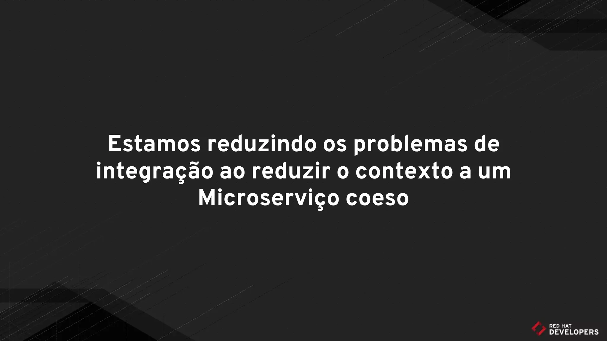 Estamos reduzindo os problemas de
integração ao reduzir o contexto a um
Microserviço coeso
 