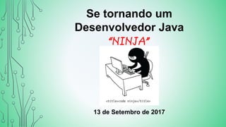 Se tornando um
Desenvolvedor Java
“NINJA”
13 de Setembro de 2017
 