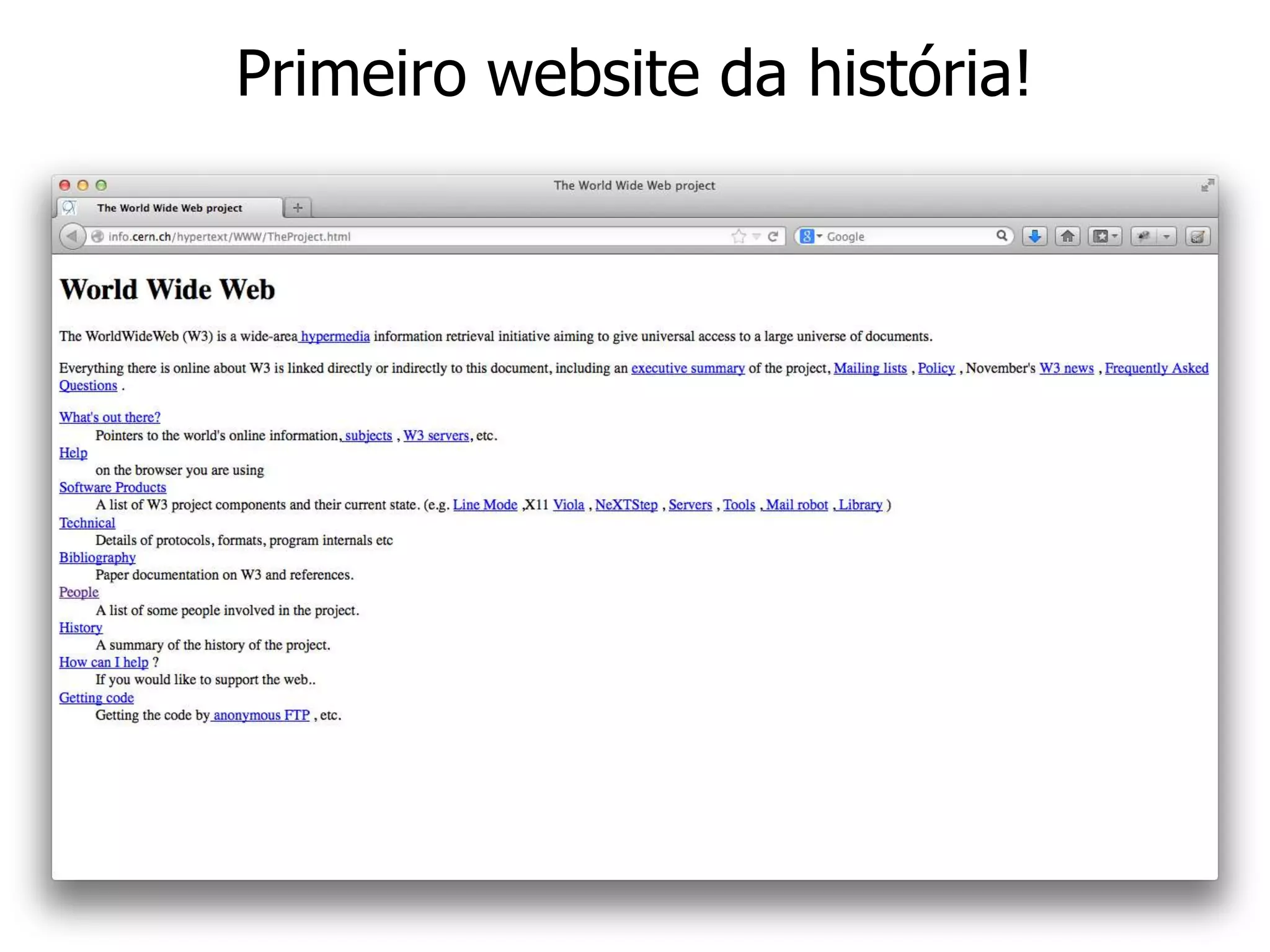 Primeiro website da história!