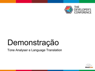 Globalcode – Open4education
Demonstração
Tone Analyser e Language Translation
 