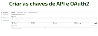 Criar as chaves de API e OAuth2
 